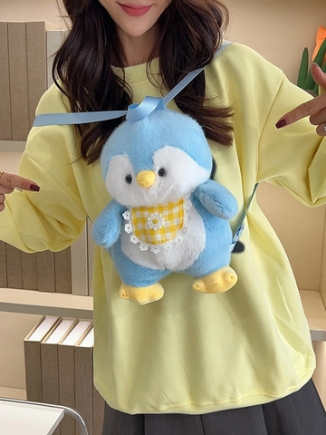 Cute Plush Penguin Backpack Cartoon Animal Shape Schoolbag For Toddlers Kids Gift Lightweight Adjustable Straps