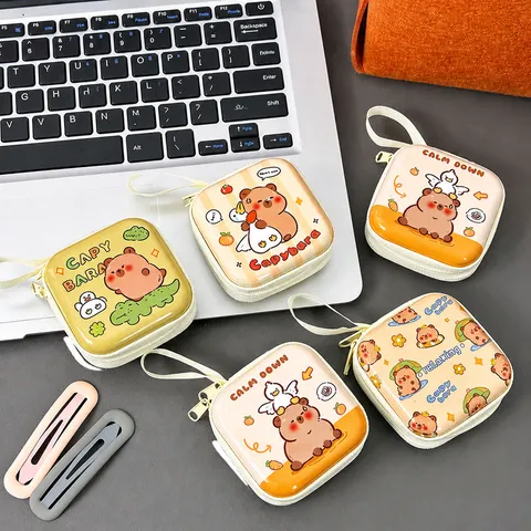 Carino Capibara Latta Mini Portamonete Portatile Quadrato Borsa per Auricolari Animale Cartone Animato Cambio Chiave Custodia Borsa di Stoccaggio