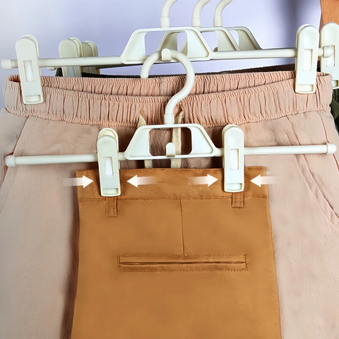Cintres À Pantalons En Plastique Antidérapants Clips Réglables Gain De Place Empilables Organisation De Garde Robe Pour Jupes