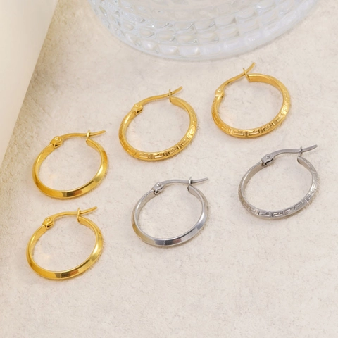 Orecchini a Cerchio in Acciaio Inossidabile per Donna Minimalista Greca Motivo a Dragone Cerchio Orecchini PVD Oro Argento Gioielli