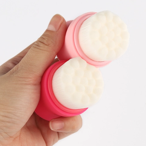 Handmatige Gezichtsreinigingsborstel Dubbelzijdige Siliconen Synthetische Vezels Diepe Porie Reiniging Massage Tool Draagbaar