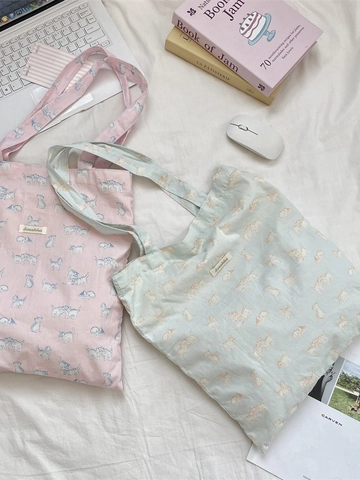 Süße Cartoon Katze Print Canvas Tote Bag Große Kapazität Lässige Schulter Handtasche Für Frauen Schule Student