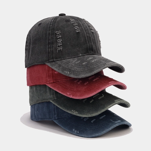 Cappello Da Baseball In Cotone Lavato Vintage Distressed Con Buchi Strappati Streetwear Retrò Calotta Morbida Regolabile Cappello Da Sole All'aperto