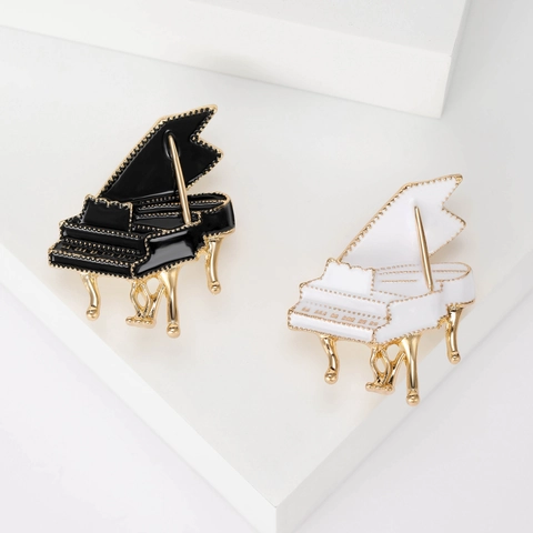 Broche De Piano De Cola Esmalte Aleación Joyería Instrumento Musical Accesorio Para Ropa Moda Elegante Regalo Unisex