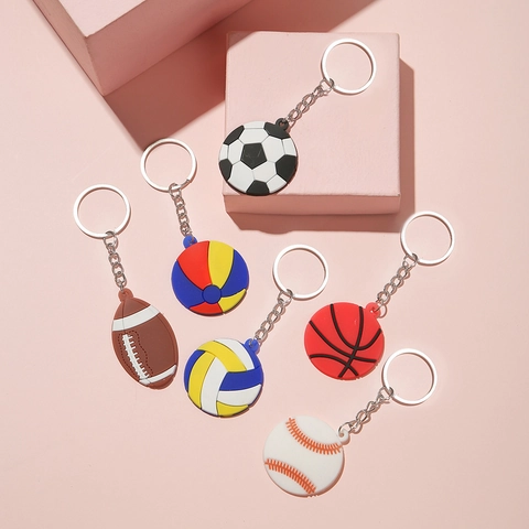 Sportball Schlüsselanhänger PVC Gummi Fußball Basketball Baseball Volleyball Rugby Kreativer Taschenanhänger Geschenk Neuheit