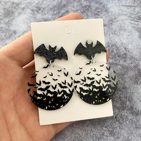 Pendientes Colgantes De Murciélago De Halloween Acrílico Con Poste De Acero Inoxidable 316 Joyas Góticas Para Mujeres