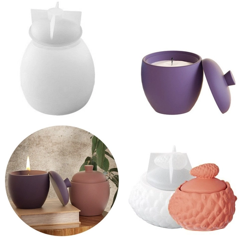 Moule En Silicone Pour Boîte De Rangement En Forme De Pomme De Pin Et Poire Pot À Bougie Bricolage Résine Époxy