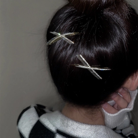 Mollette Per Capelli A Forma Di X Con Strass Lega Geometrica Incrociata Forcine Minimaliste Accessori Per Capelli Per Donne