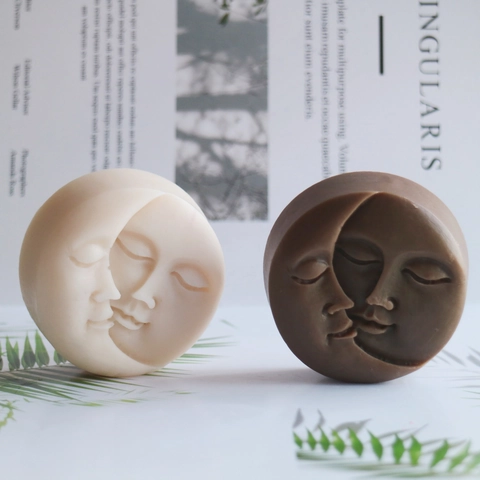 Sonne Und Mond Gesicht Silikonform Für DIY Kerzenherstellung Künstlerisches Relief Gesicht Seife Gips Handwerk Werkzeug
