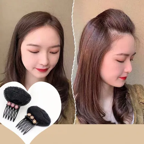 Invisible Hair Volumizing Pad Rhinestone Flower Insert Comb Hair Root Lifting Breathable Mesh Styling Tool For Women