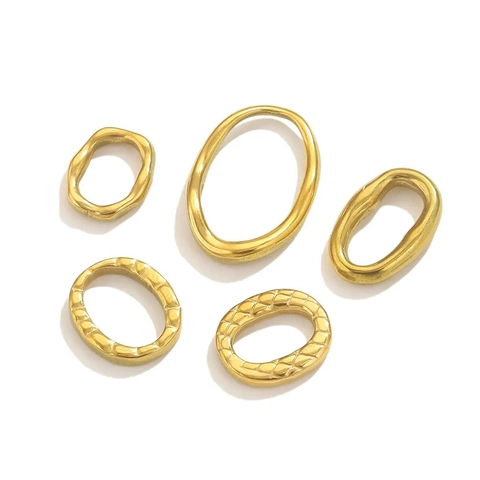 Ciondoli Anello Irregolari Acciaio Inossidabile Placcato Oro Connettori Fai Da Te Creazione Gioielli Accessori Martellato