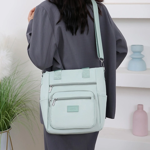 Women Oxford Cloth Shoulder Bag Multi Pocket Large Capacity Waterproof Crossbody Tote For Daily Casual Commute Fashion