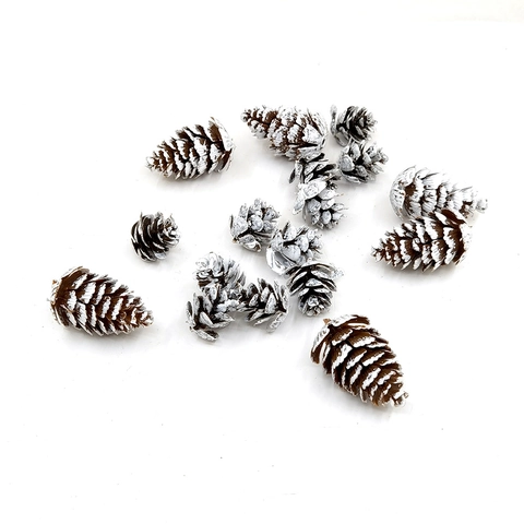Simulated Pine Cones Plastic With White Snow Frost Effect For Christmas Tree DIY Crafting Winter Rustic Home Party Decor