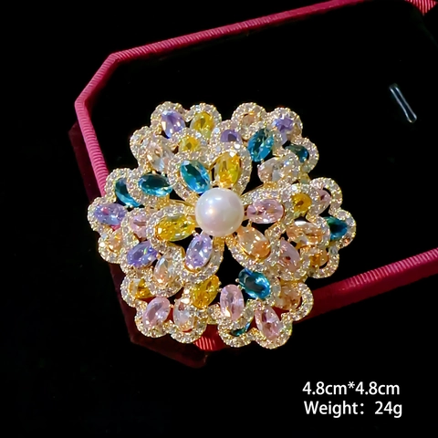Elegant Flower Butterfly Brooch Pin With Natural Artificial Pearl Cubic Zirconia Alloy Luxury Jewelry For Women Wedding Banquet