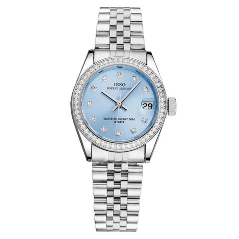 Reloj Cuarzo Lujo Mujer Acero Inoxidable Bisel Pedrería Resistente Al Agua Calendario Fecha Elegante Reloj De Pulsera