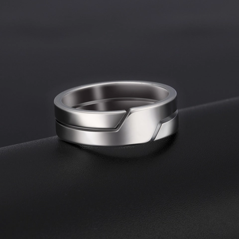 Geometric Cutout Ring 304 Stainless Steel Minimalist Polished Double Layer Band Jewelry For Men Women Modern