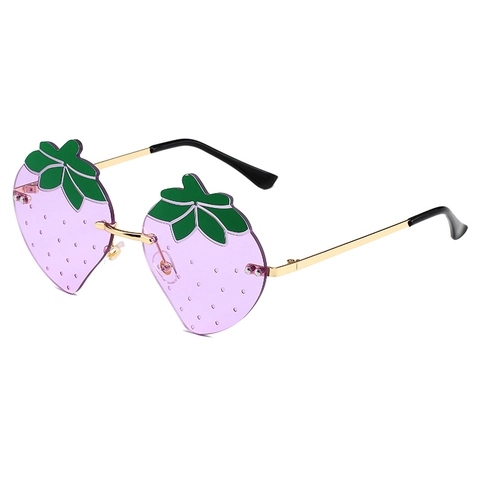 Occhiali Da Sole Senza Montatura A Forma Di Fragola Protezione UV Montatura In Metallo Occhiali Alla Moda Per Feste
