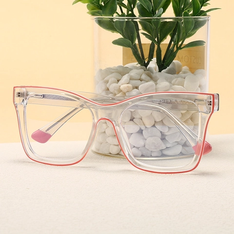 Anti Blauw Licht Bril Transparant Plastic Optisch Montuur Groot Ovaal Retro Mode Voor Dames Heren