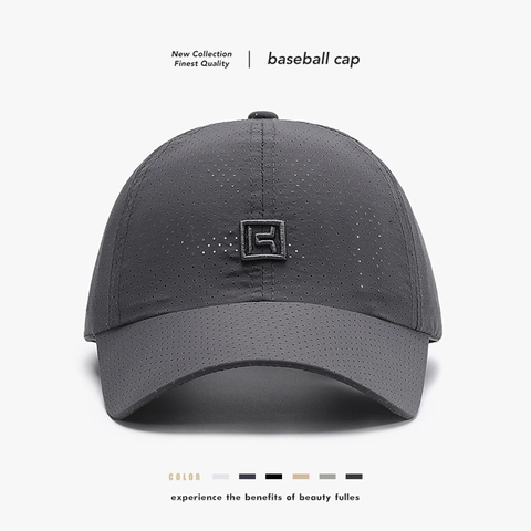 Breathable Laser Perforated Baseball Cap Polyester Quick Dry Outdoor Sports Sun Protection Hat Adjustable Unisex Logo