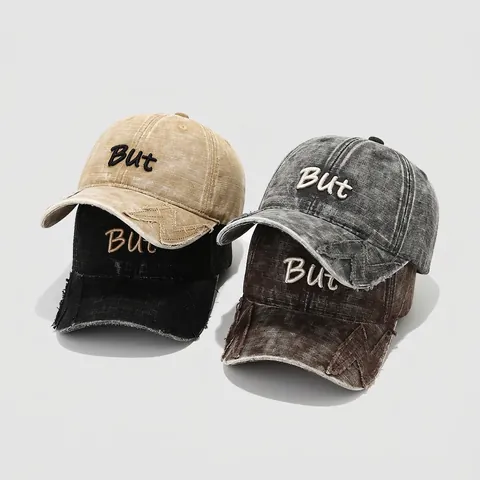 Cappello Da Baseball Per Bambini Cotone Lavato Ricamo Lettere But Distressed Stile Hip Hop Cappellino Sole Regolabile