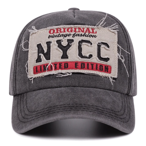 Gorra De Béisbol Vintage Lavada Algodón Distressed Con Parche Retro Bordado Ajustable Streetwear