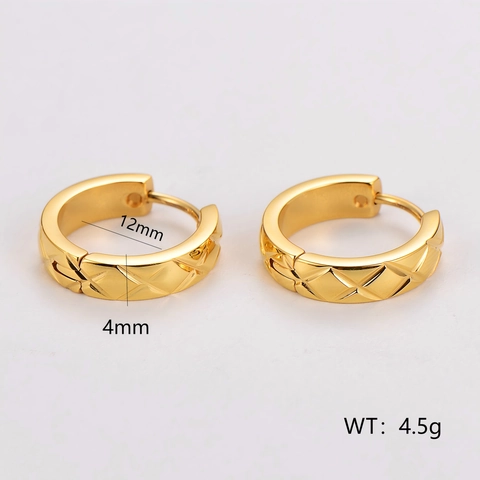 Pendientes De Aro De Acero Inoxidable 304 Con Patrón Acolchado Joyería Versátil Minimalista Para Mujer Uso Diario