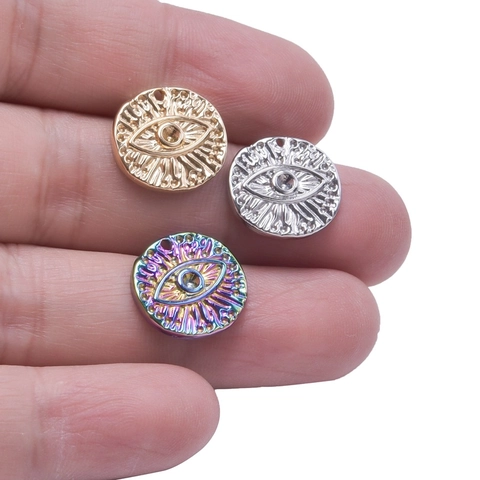 Evil Eye Runder Anhänger Halskette Edelstahl Vakuum Beschichtet Minimalistischer Schutzschmuck Für Frauen Mädchen Boho Stil