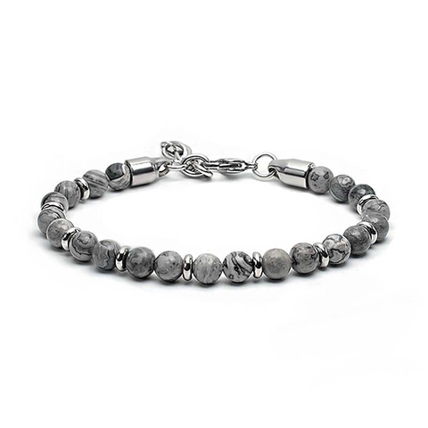 Natural Stone Beaded Bracelet Stainless Steel Adjustable Extension Chain Minimalist Fashion Jewelry For Men And Women