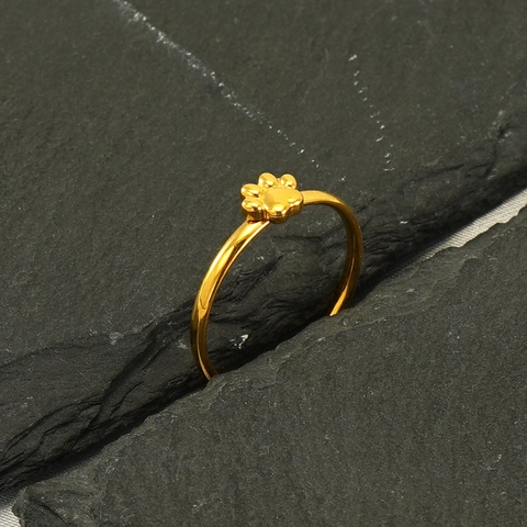 Anello Aperto Zampa Di Gatto Placcato Oro 18K Acciaio Inossidabile Regolabile Gioielli Minimalisti Donna