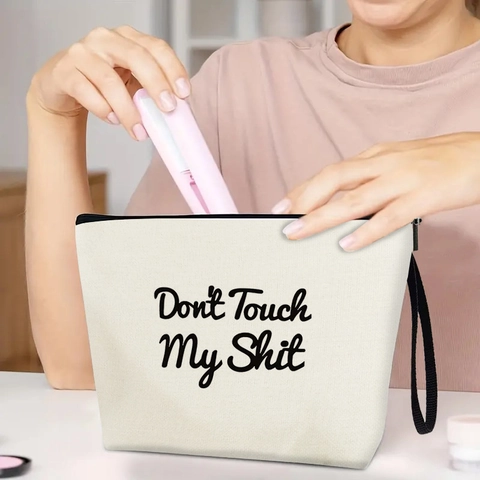Lustige Spruch Baumwolle Leinen Canvas Kosmetiktasche Tragbare Reise Kulturbeutel Reißverschluss Make Up Tasche