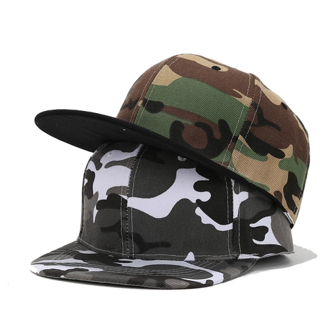 Casquette De Baseball Camouflage Acrylique Bord Plat Snapback Réglable Style Hip Hop Rue Extérieur Toutes Saisons