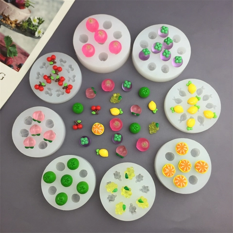Fruit Shape Silicone Molds Peach Cherry Mango Kumquat Grape Pomegranate DIY Fondant Chocolate Cake Decorating Baking Craft