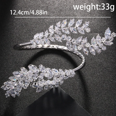 Exquisite Blatt Armreif Für Damen Luxus Strass Eingelegt Zirkonia Armband Für Braut Hochzeit Party Geschenk Mode Schmuck Zubehör