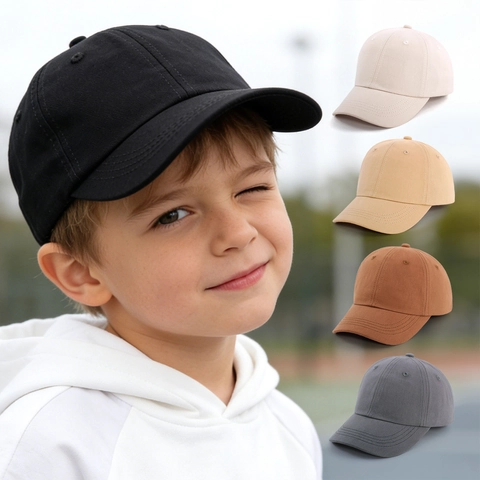 Kids Baseball Cap Cotton Twill Solid Color Adjustable Sun Protection Outdoor Casual Hat For Boys Girls Toddlers