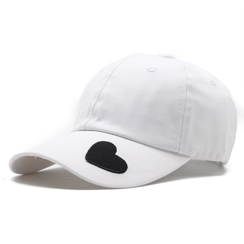 Baseball Cap Washed Cotton Heart Embroidery Adjustable Outdoor Sun Hat Sport Casual Fashion Breathable Hat For Men Women