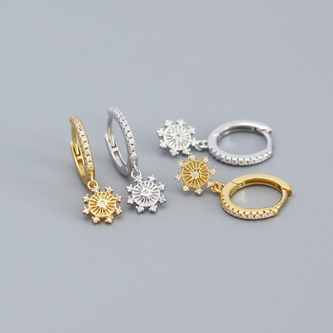 925 Sterling Silber Huggie Hoop Ohrringe Mit Sternschnuppe Schneeflocke Anhänger Zirkonia Einlage Modeschmuck Für Damen