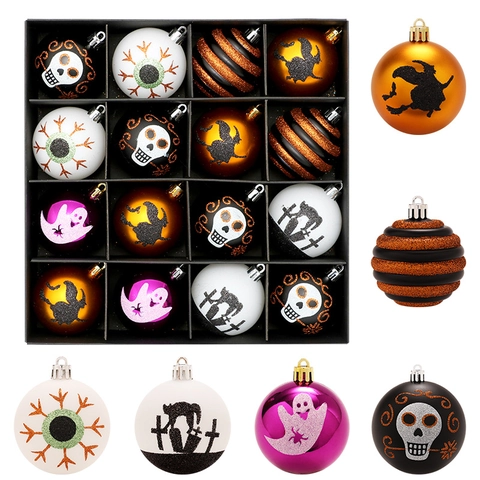 Palle Decorative Halloween Plastica Teschio Occhio Fantasma Strega Glitter Decorazioni Da Appendere Festa
