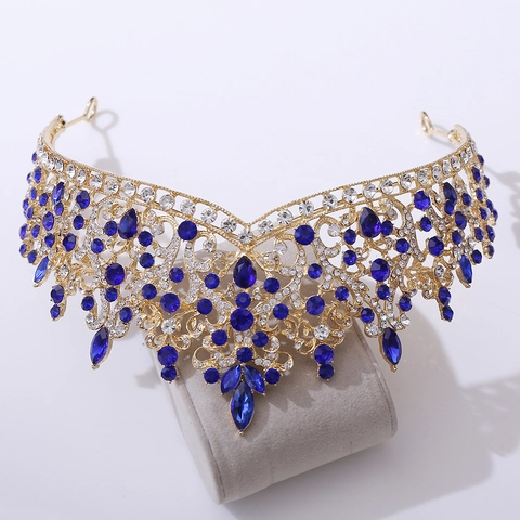 Lussuosa Corona Da Sposa Tiara In Lega Strass Cristallo Elegante Copricapo Barocco Per Matrimonio Festa Di Compleanno Donne