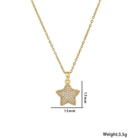 Stern Anhänger Halskette Edelstahl Vergoldet Mit Strass Eingelegte Pentagramm Schmuck Für Damen Elegant Trendiger Stil