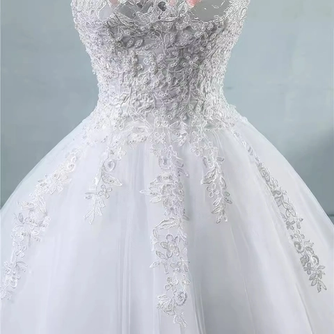 Elegante Vestido De Novia De Encaje Blanco Escote En V Profundo Sin Mangas Silueta De Gala Espalda Corsé Bordado