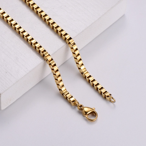 Collar De Cadena De Caja De Acero Inoxidable Minimalista Geométrico Para Hombres Y Mujeres Joyería Estilo Simple