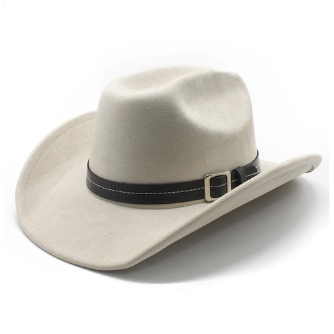 Westerse Cowboyhoed Suède Brede Rand Vintage Reizen Zonbescherming Met Kunstleren Riemgesp Decoratie