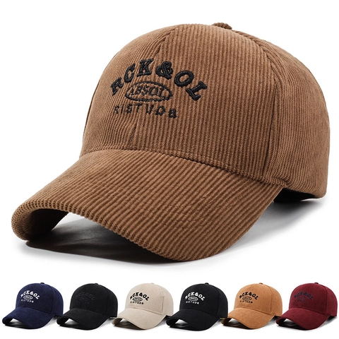 Casquette De Baseball En Velours Côtelé Broderie Réglable Coupe-vent Chaud Chapeau De Soleil Extérieur Hommes Femmes