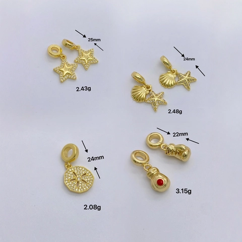 Abalorios De Agujero Grande Cobre Zirconia Joyería DIY Estrella De Mar Concha Estrella Guantes De Boxeo Estilo Deportivo