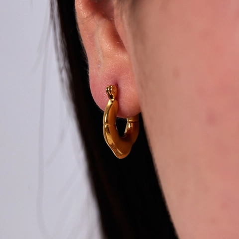 Onregelmatige Hoop Oorbellen 304 Roestvrij Staal PVD Verguld Hypoallergeen Waterdicht Retro Geometrisch Niche Sieraden Dames