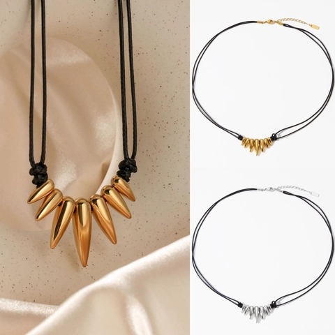 Collier En Corde À Pointes Irrégulières En Acier Inoxydable Pour Femmes Bijoux De Haute Qualité Uniques Et Exagérés Tendance Hip-hop