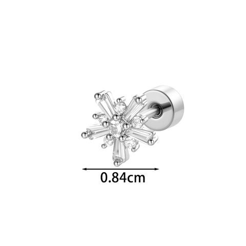 Pendiente Cartílago Copo Nieve Cobre Circonita Micro Pavé Cierre Rosca Joyería Piercing Elegante Mujeres Hombres