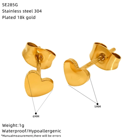 Heart Star Moon Semicircle Stud Earrings 304 Stainless Steel 18K Gold Plated Geometric Small Hypoallergenic Jewelry Women