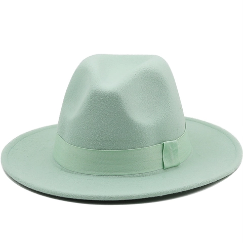 Cappello Fedora In Feltro Di Lana Tesa Larga Classico Stile Jazz Vintage Britannico Uomo Donna Con Nastro