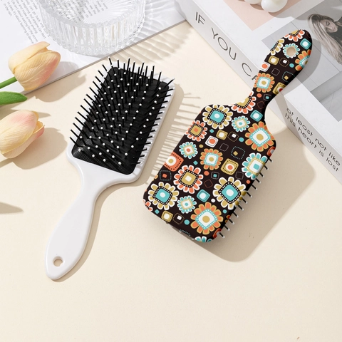 Brosse À Cheveux À Coussin D'Air À Imprimé Fleuri Vintage Peigne De Massage Démêlant En ABS Portable Pour Le Coiffage